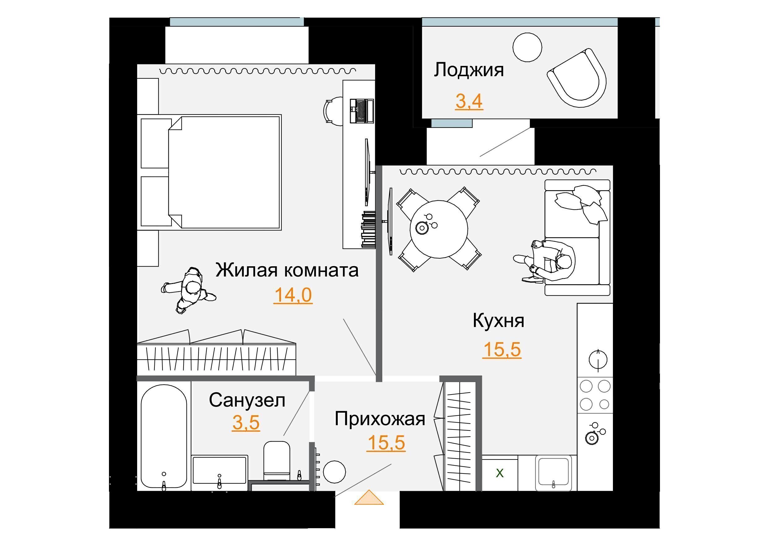 1-комнатная