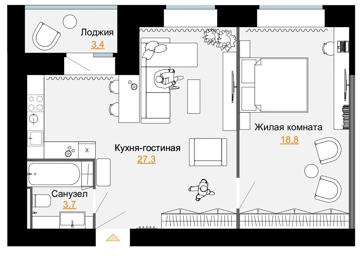 1-комнатная