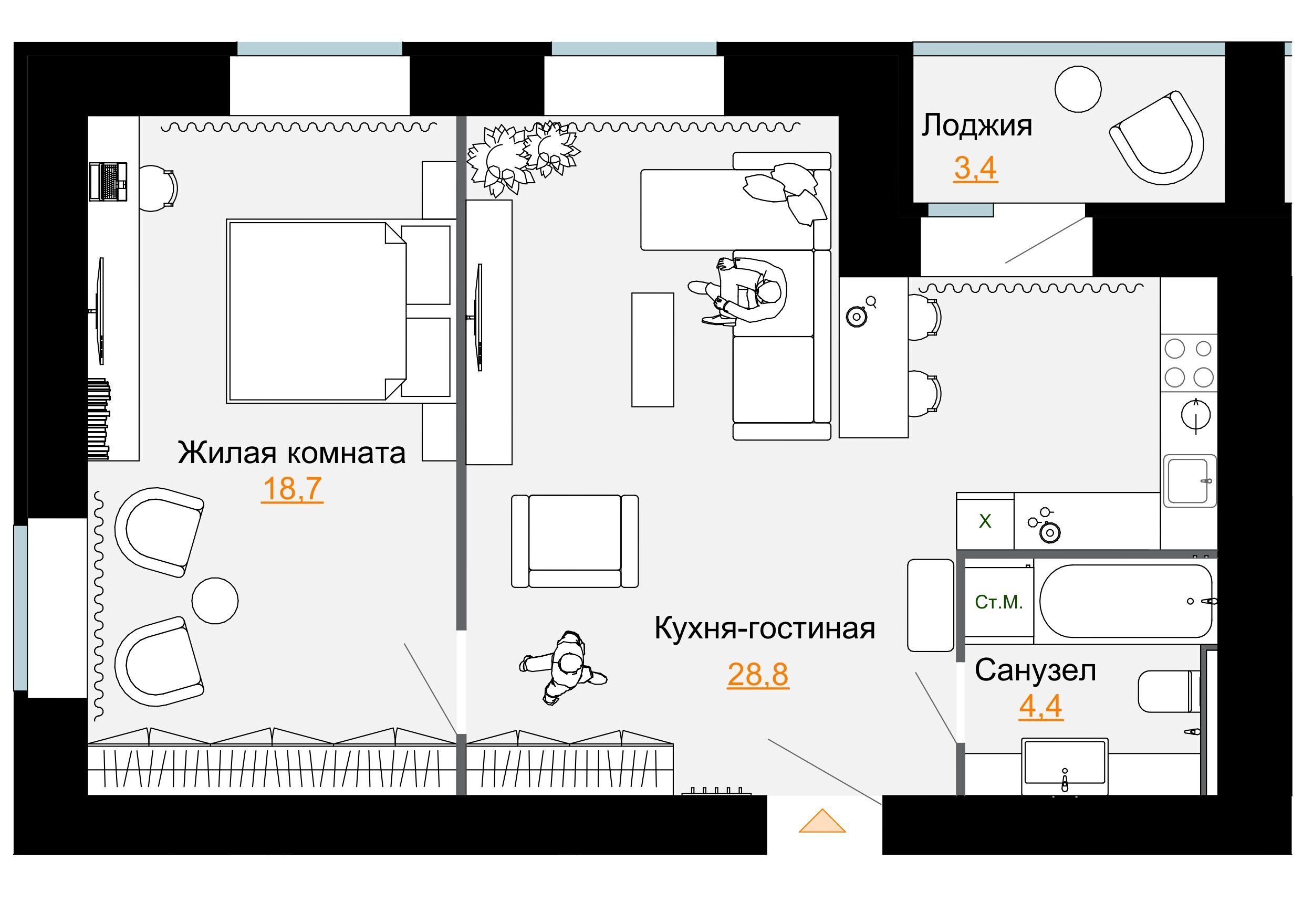 1-комнатная